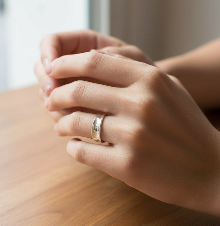 Sterling Silver 925 Small Concave Ring