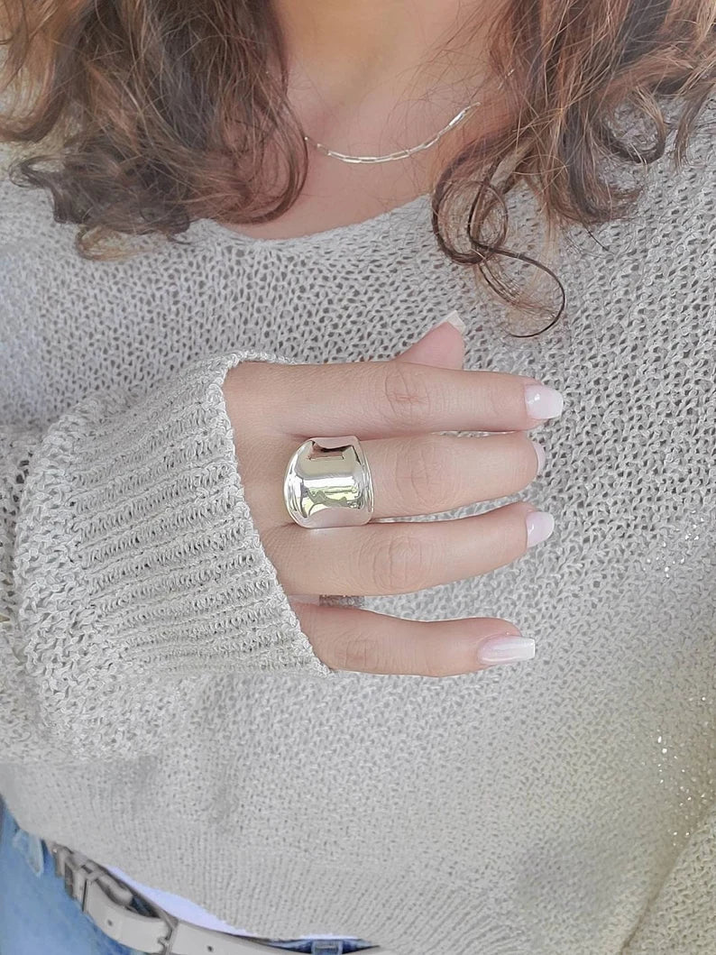 Concave Chunky Sterling Silver Ring