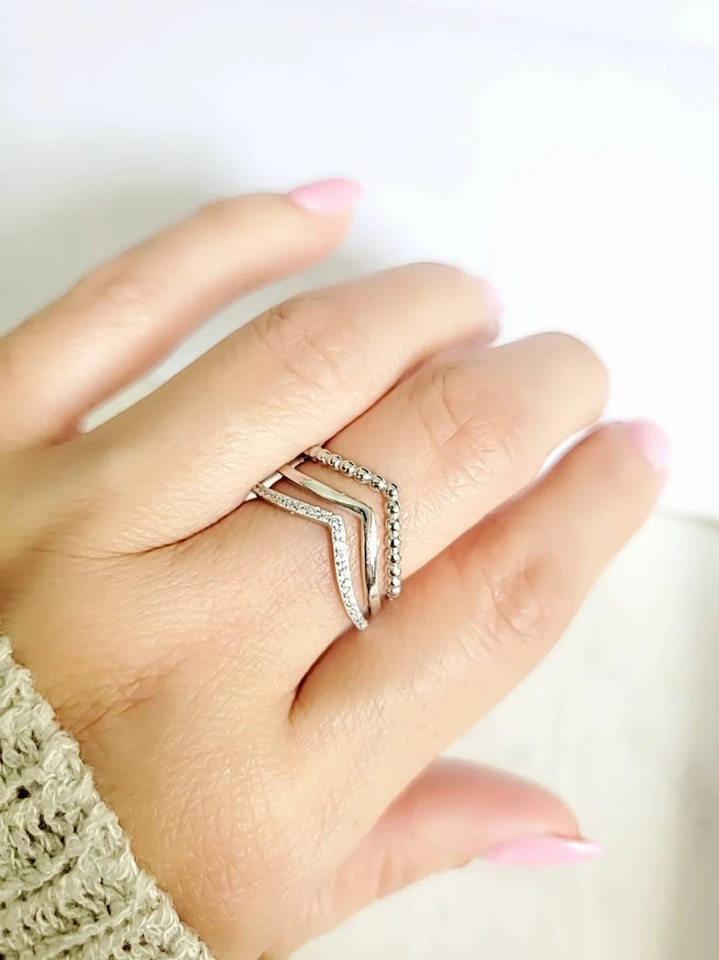 Three Set Sterling Silver Ring