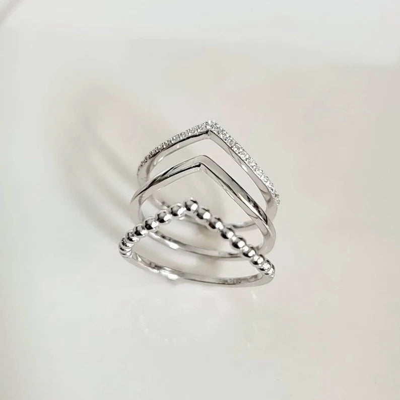 Three Set Sterling Silver Ring