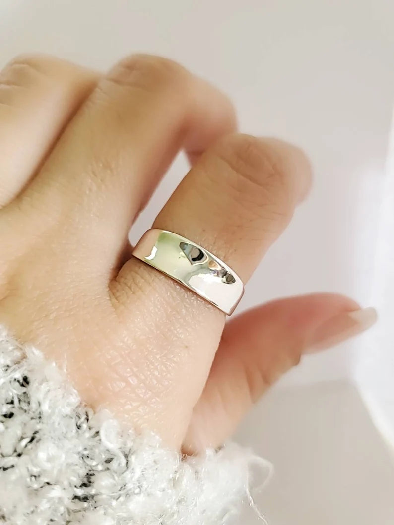 Boho Chic Small Concave Sterling Silver Ring