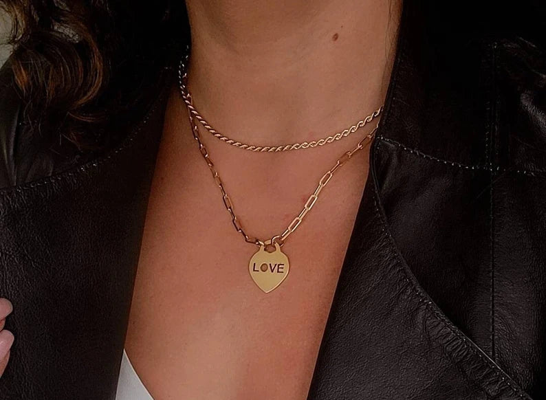 Layer Chain Gold Heart Necklace