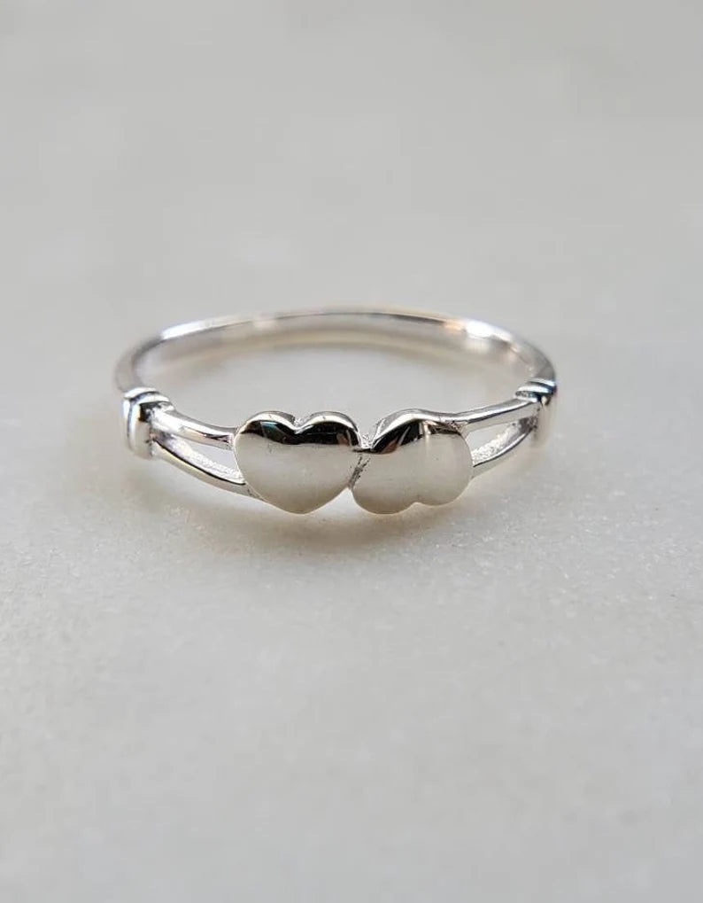 Dainty Heart Sterling Silver Minimalist Women Ring