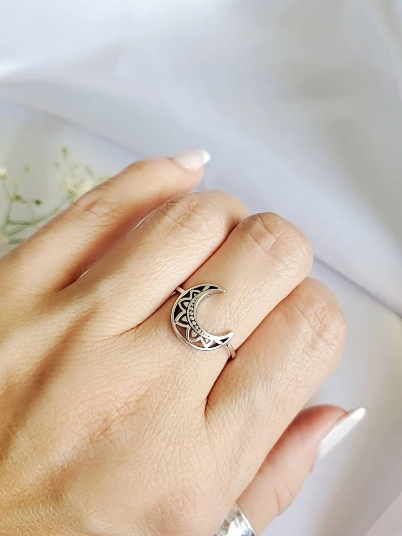 Sterling Silver Crescent Moon Ring