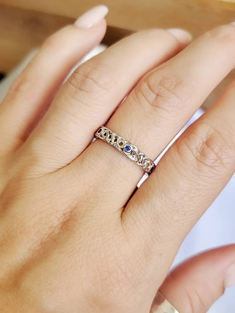 Celtic Braided Sterling Silver Sapphire Ring