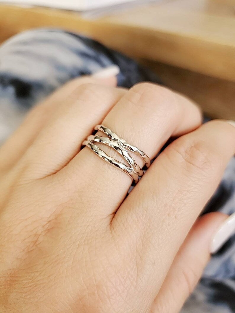 Hammered Solid Sterling Silver Women Ring