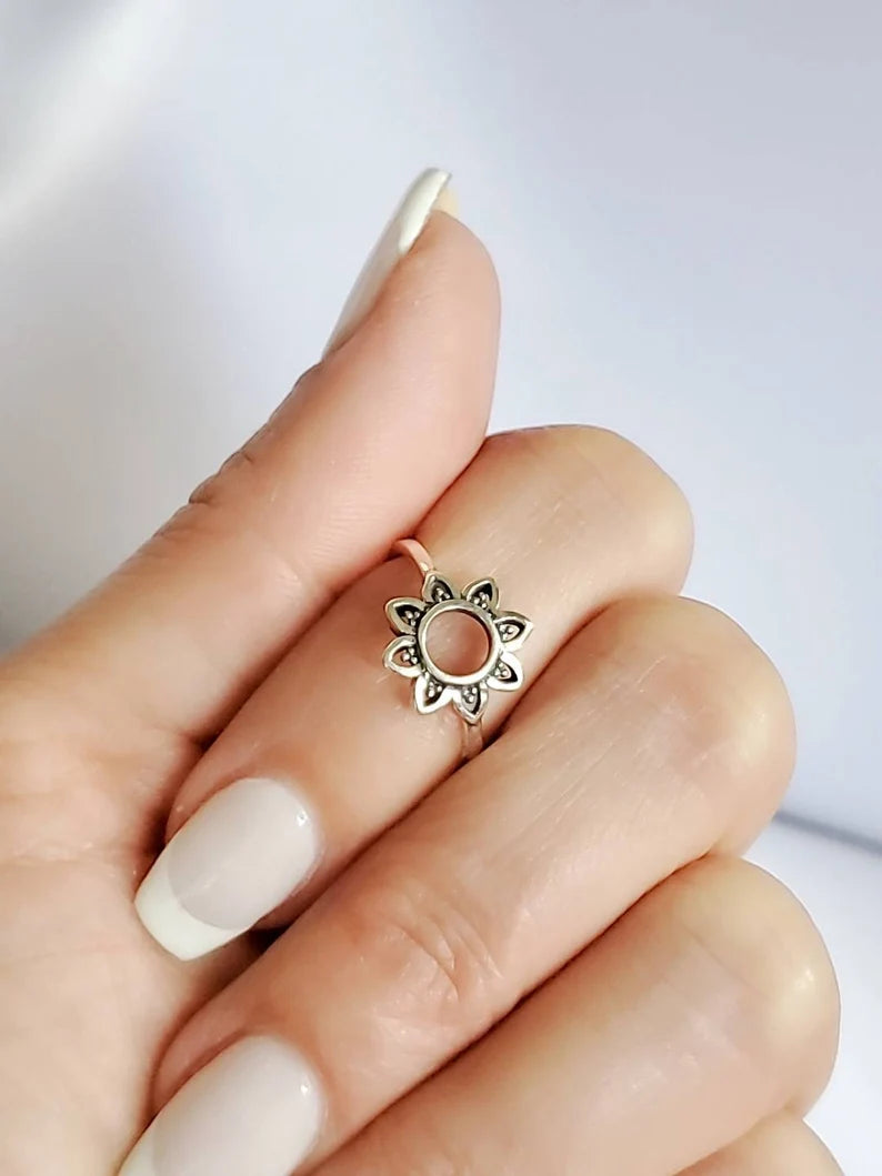 Sun Flower Sterling Silver Ring