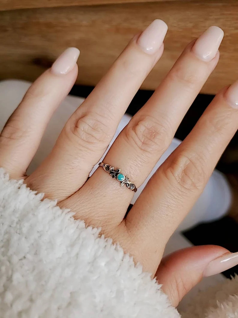 Sterling Silver Dainty Turquoise Ring