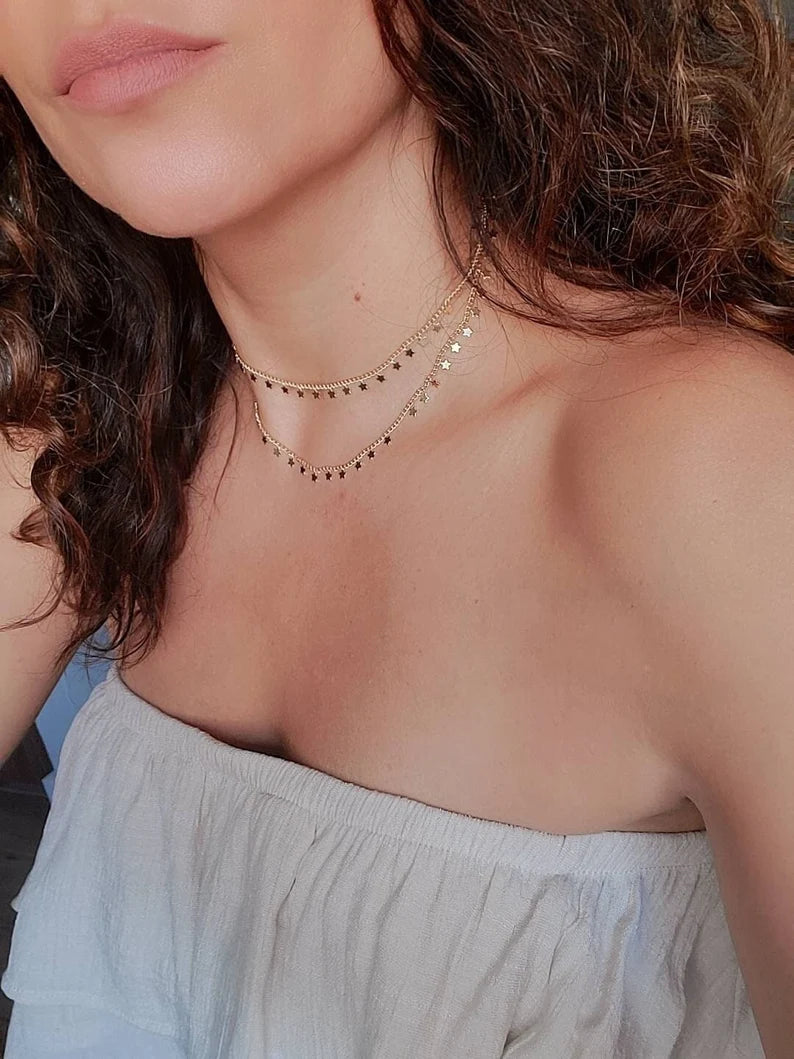 Stars Gold Layering Choker Necklace