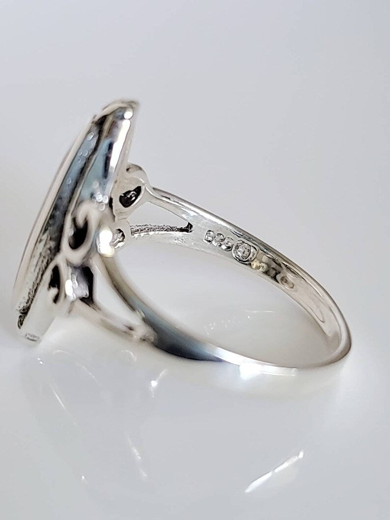 Sterling Silver Natural Abalone Ring