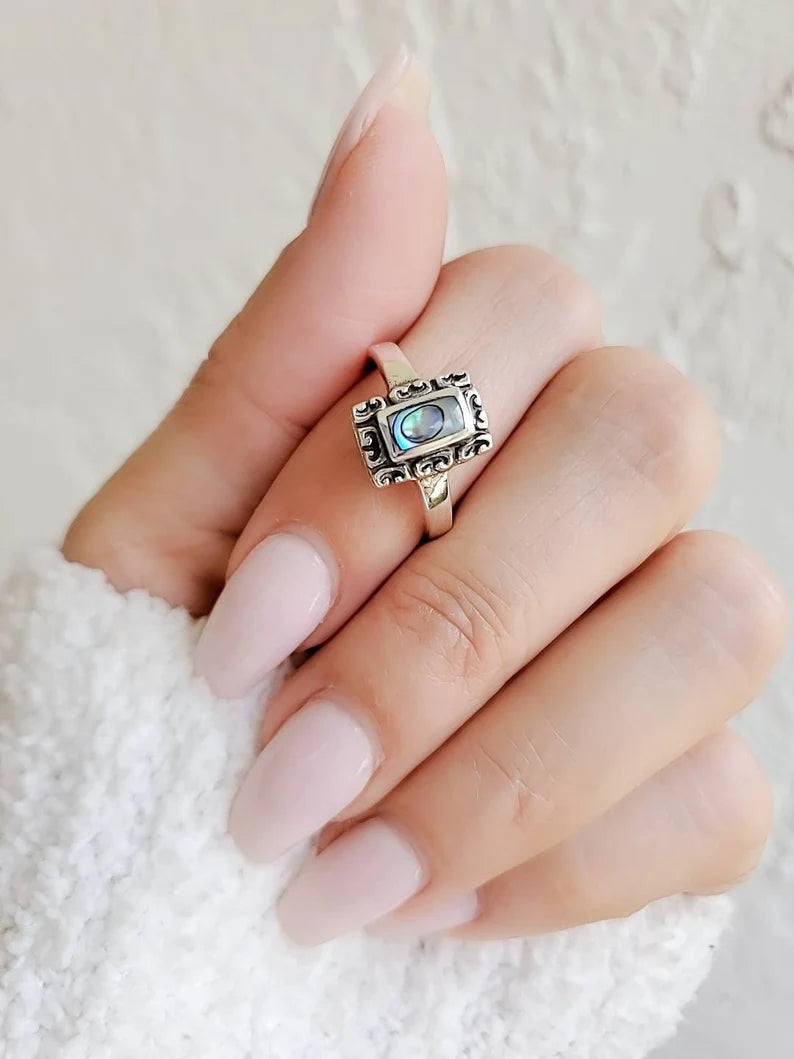 Dainty Bali Abalone Women's Ring