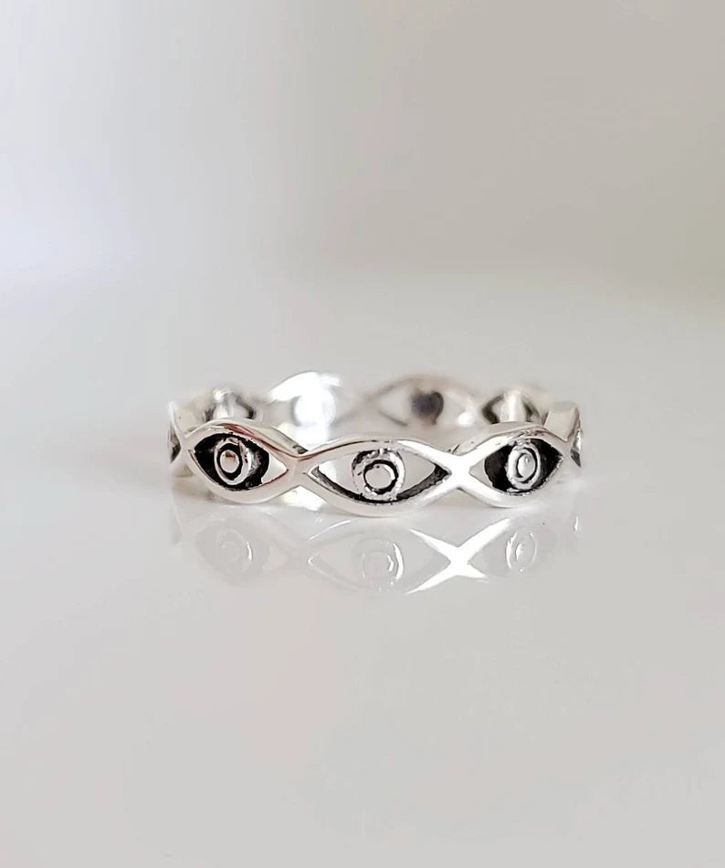 Evil Eye Sterling Silver Band