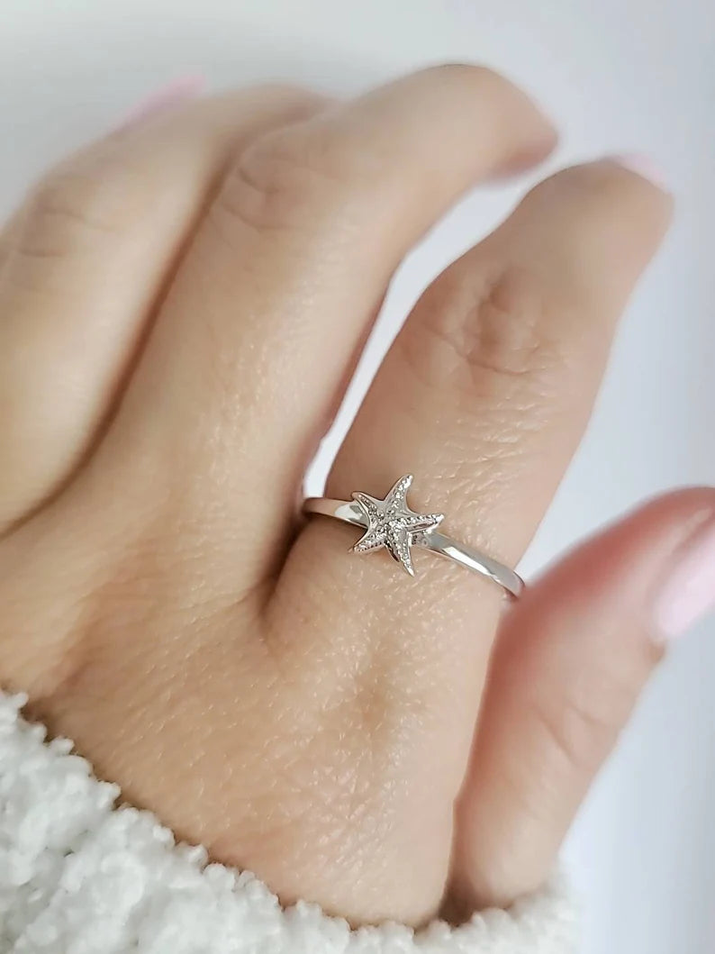 Ocean Inspired Sterling Silver Starfish Ring