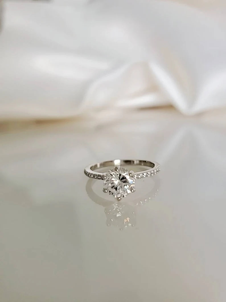 Simulated Diamond Engagement Ring