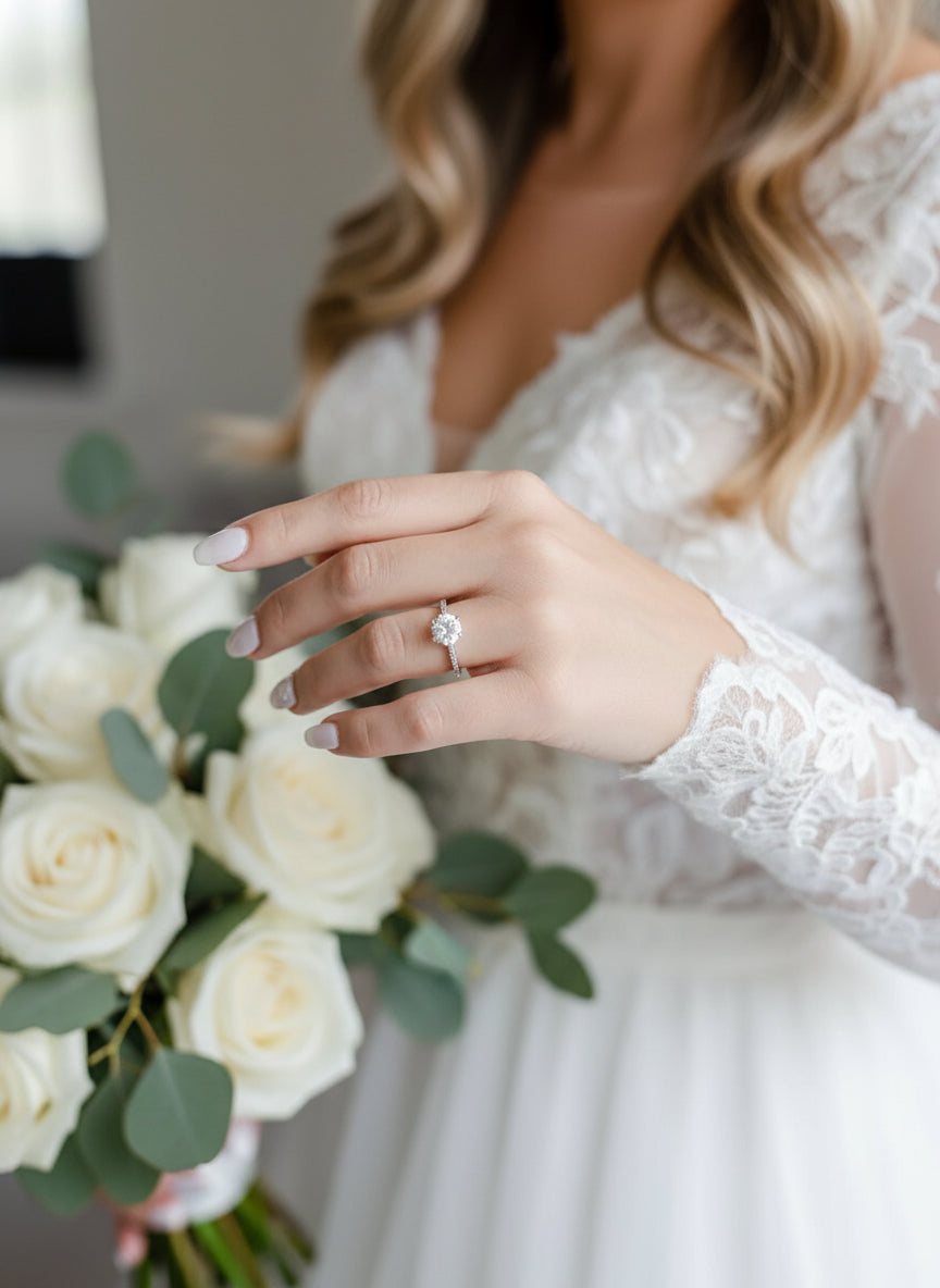 Sterling Silver Engagement Bride, Anniversary Ring