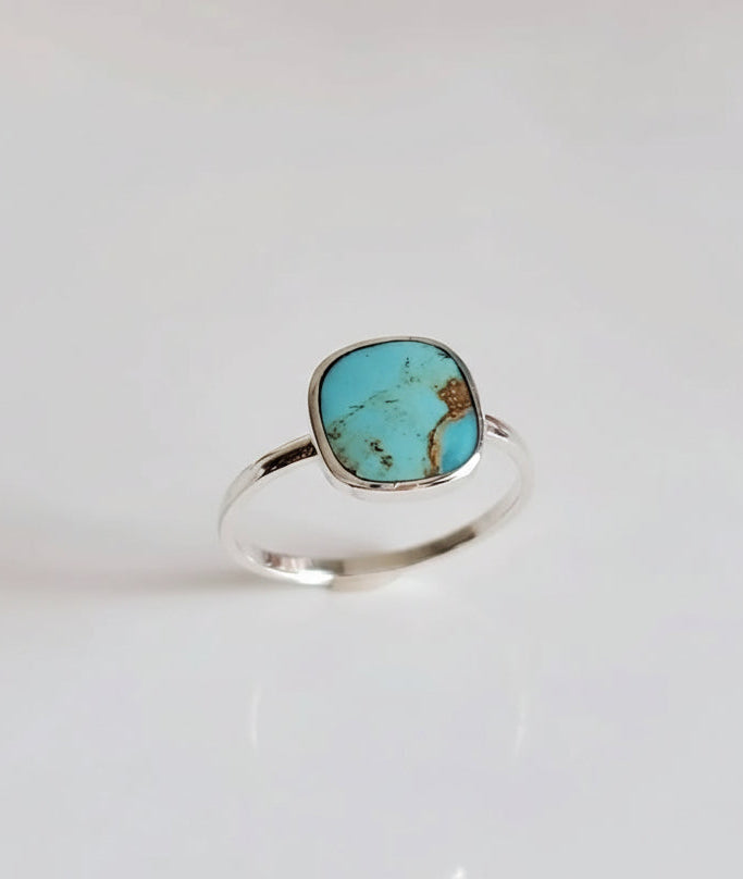 Sterling Silver Natural Square Turquoise Ring