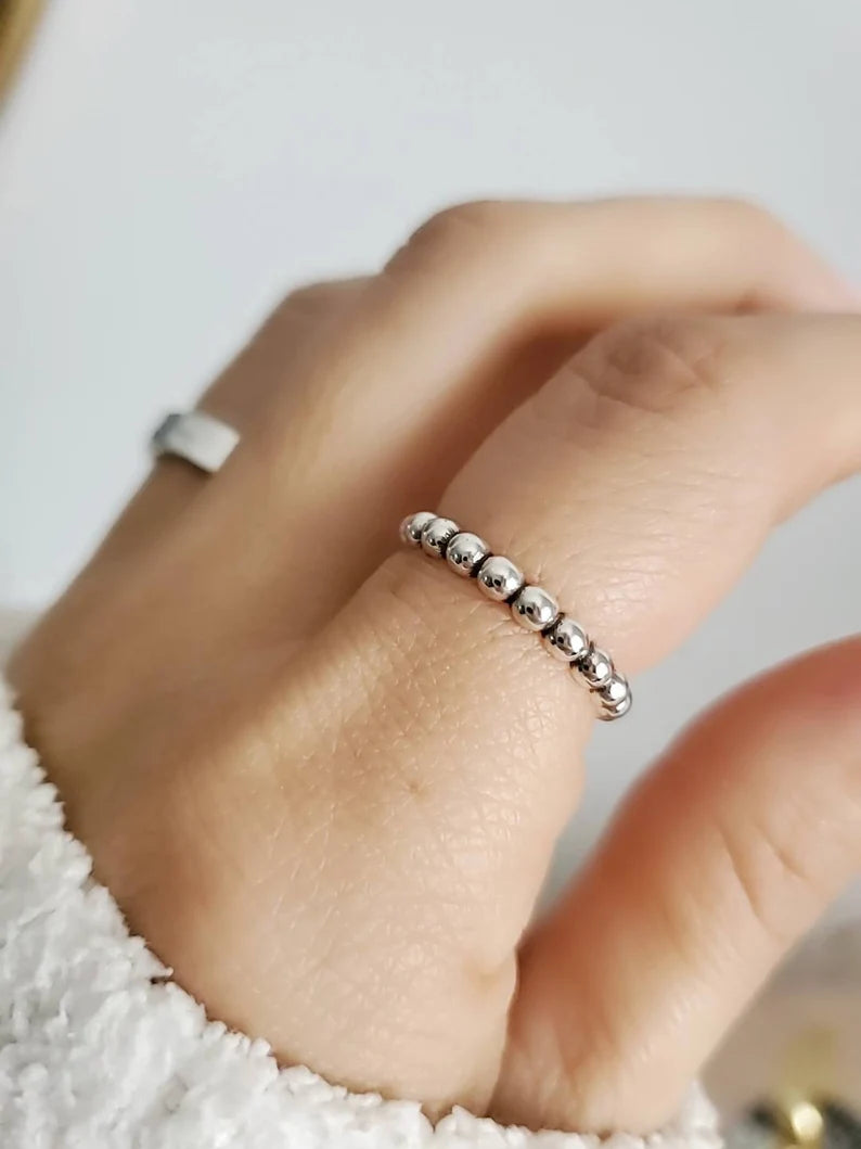 Sterling Silver 925 Beaded Stacking Ring