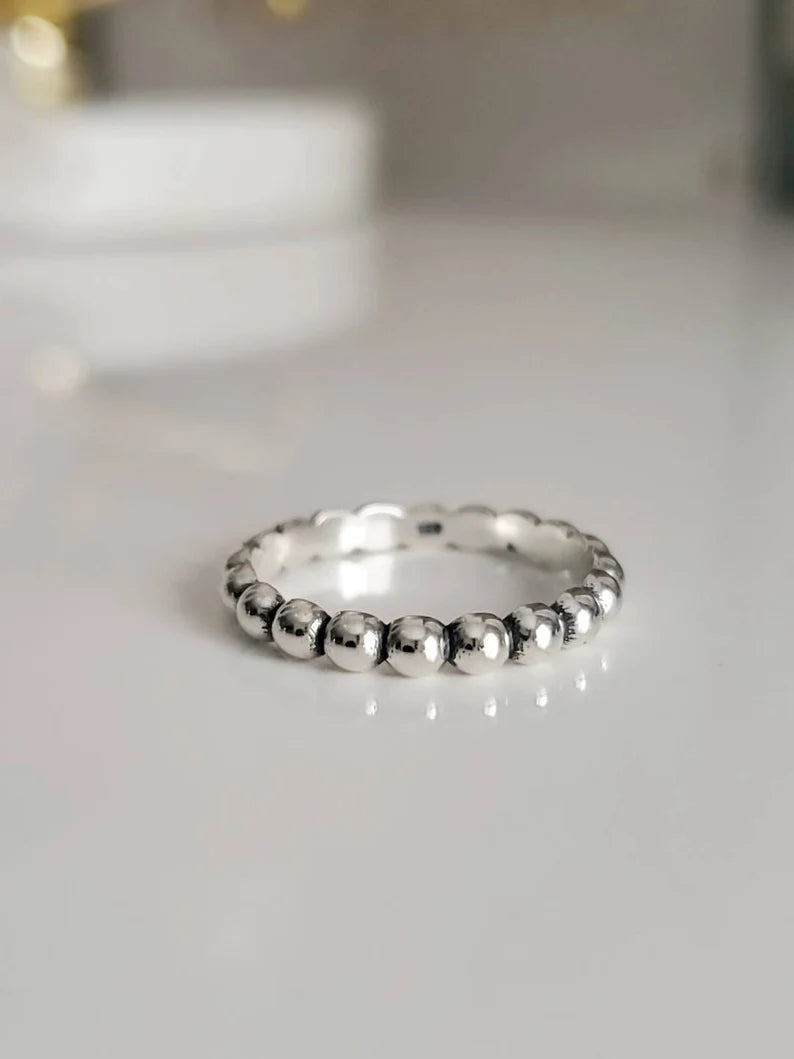 Elegant Beaded Stacking Ring