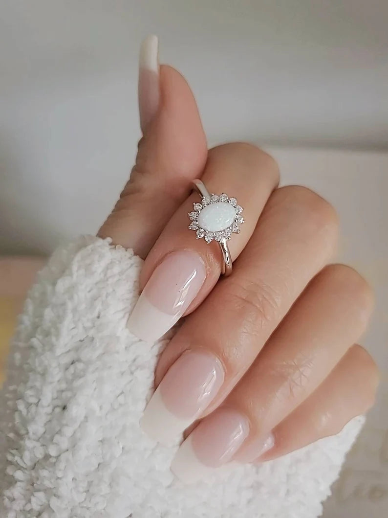 Sterling Silver White Opal Statement Ring