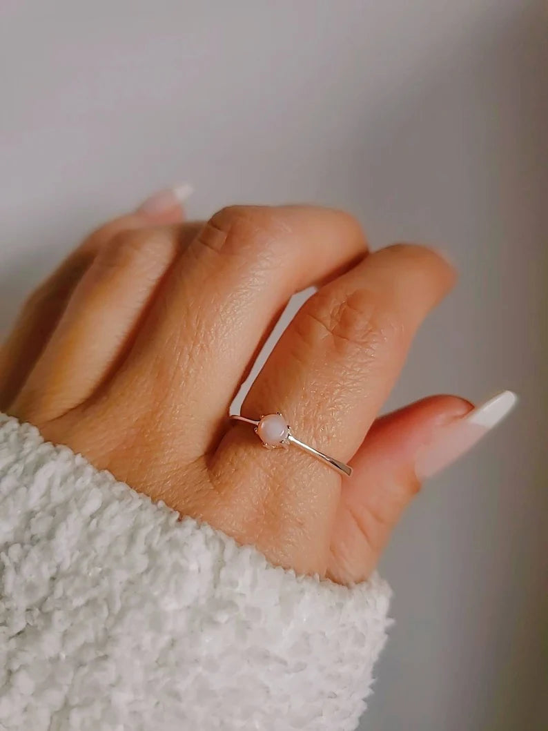 Pink Mother of Pearl Sterling Silver Ring