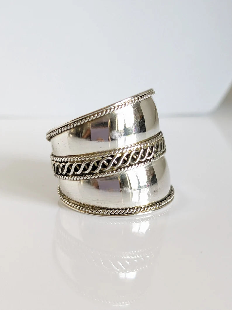 Concave Bali Sterling Silver Ring