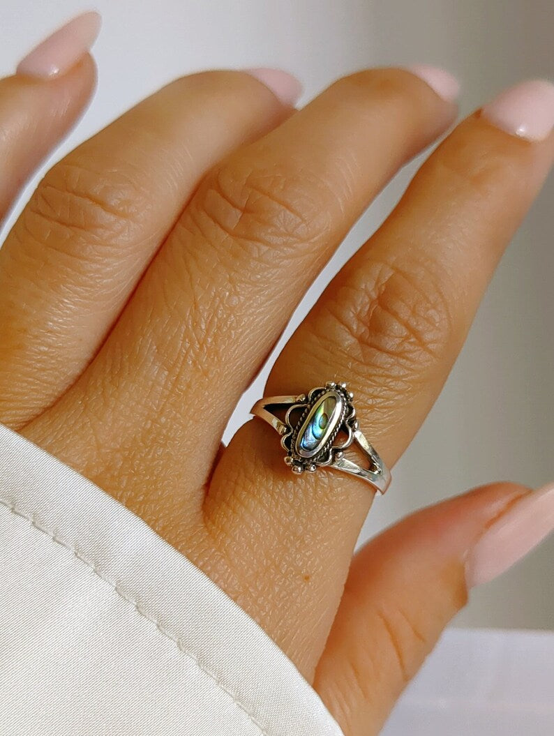 Genuine Abalone Sterling Silver Ring