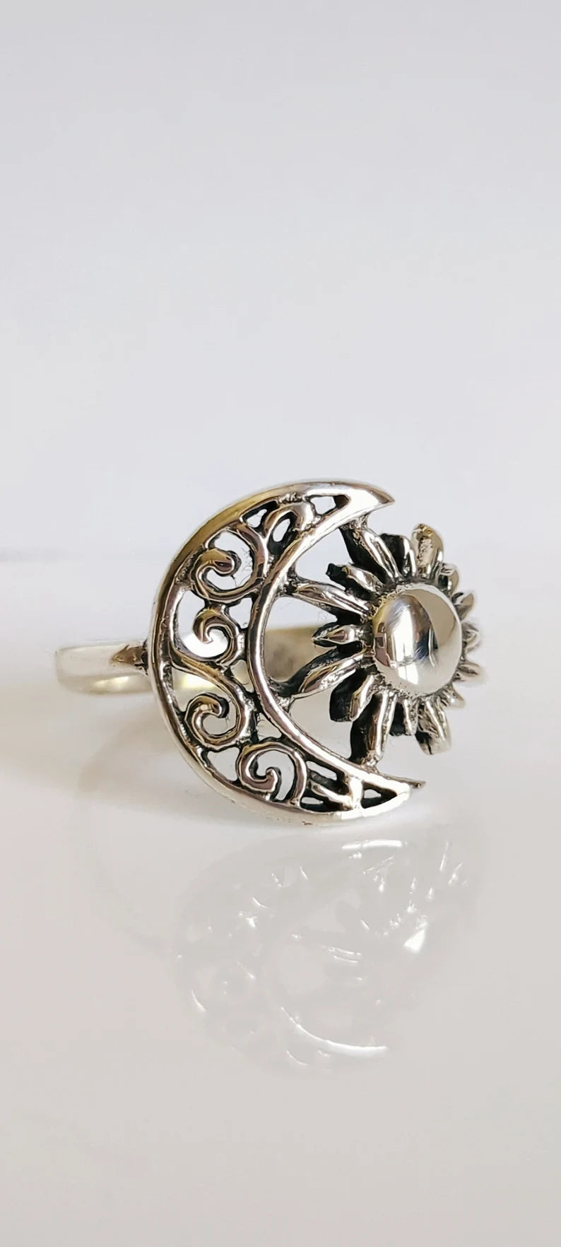 Sun Moon Sterling Silver Ring