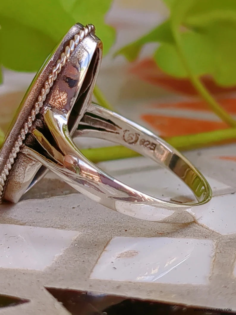 Sterling Silver Genuine Abalone Bold Ring