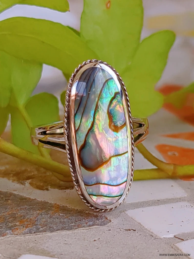 Genuine Abalone Sterling Silver Ring