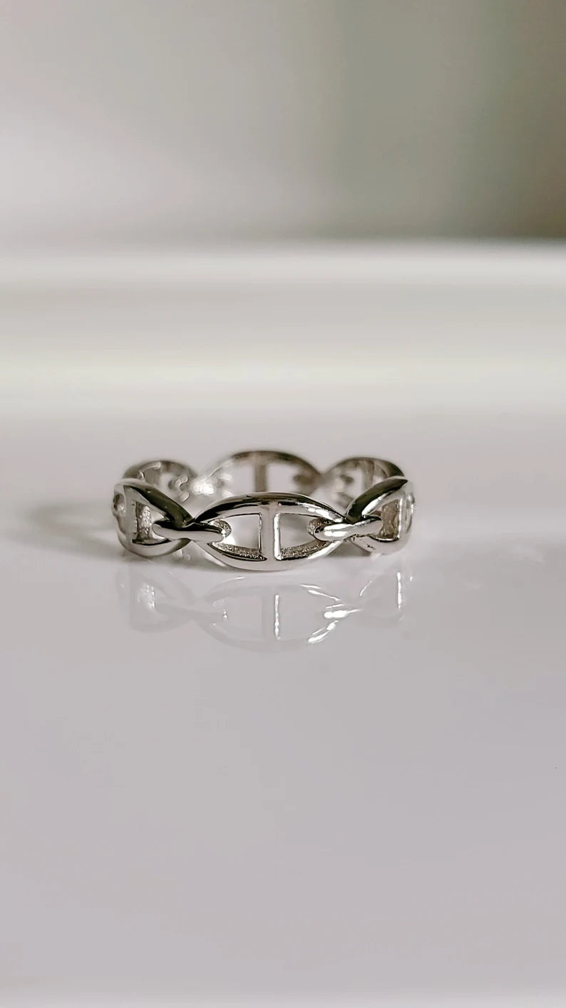 Chain Minimalist Sterling Silver Ring