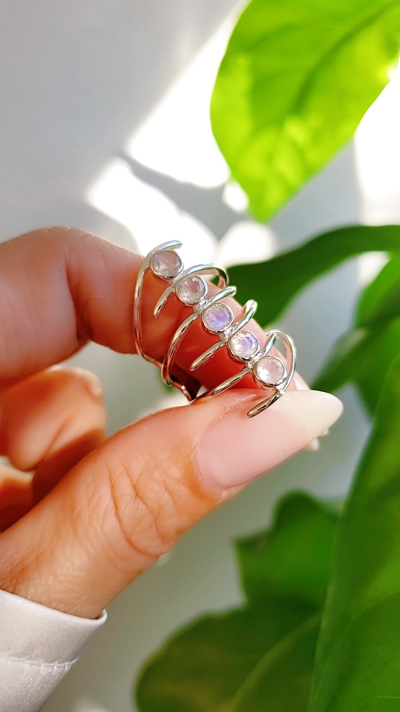 Sterling Silver Rainbow Moonstone Women's Ring