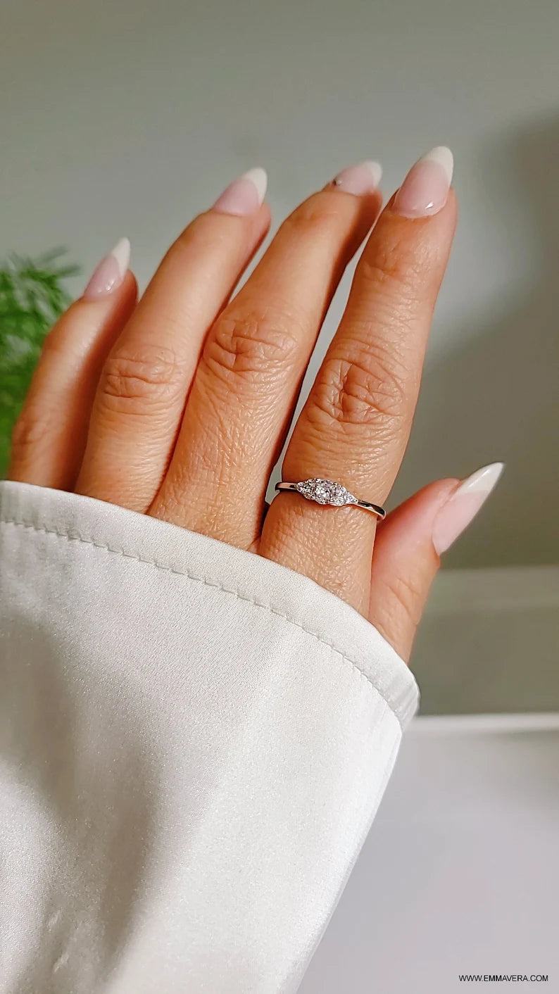 Sterling Silver Round Cut Promise Engagement