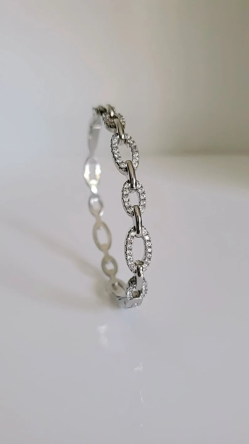 Oval Shape Silver Bangle Bracelet