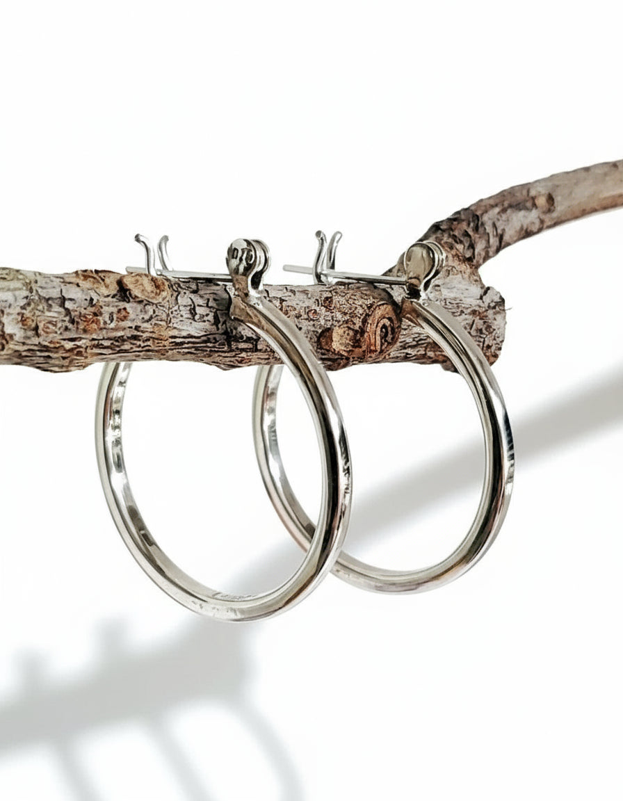 Sterling Silver 925 Hoop Medium Earrings
