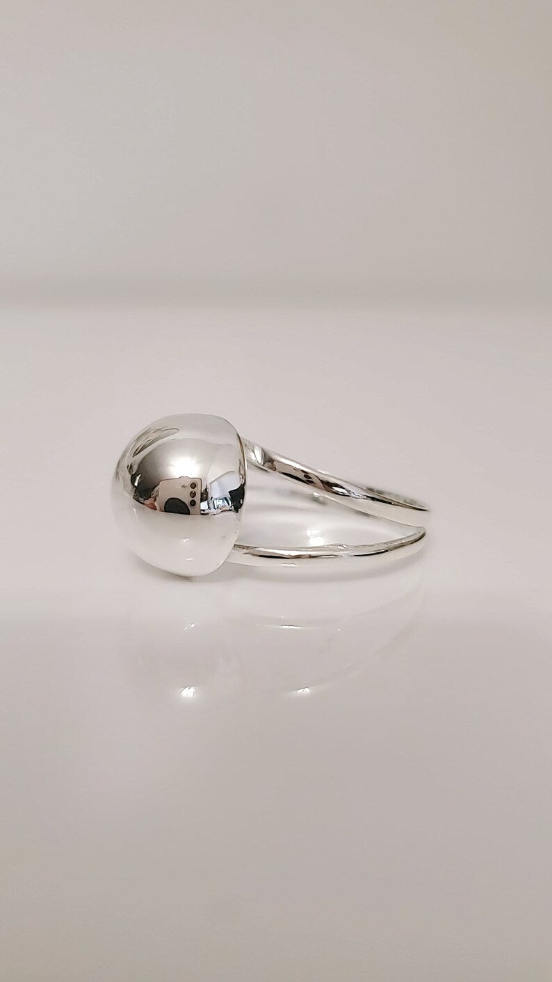 Sterling Silver Half Globe Geometric Ring