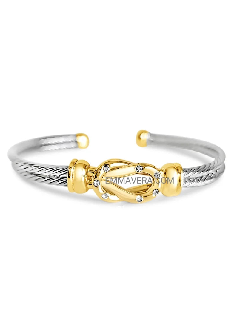 Gold Reef Knot Gold Plated Cable Bangle Bracelet