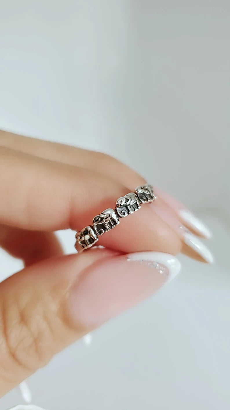 Dainty Elephant Sterling Silver Ring