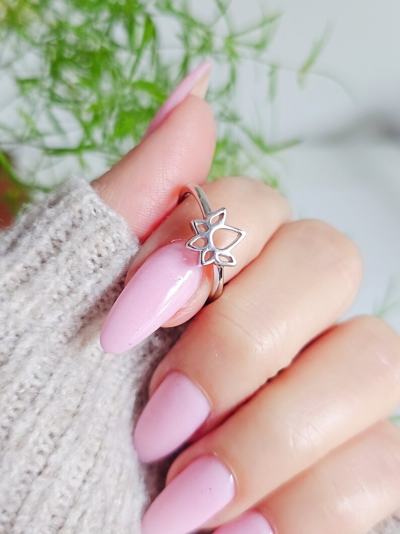 Lotus Flower Sterling Silver Ring