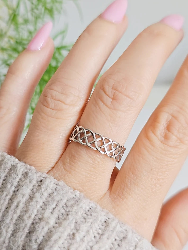 Braided Celtic Sterling Silver Women Ring