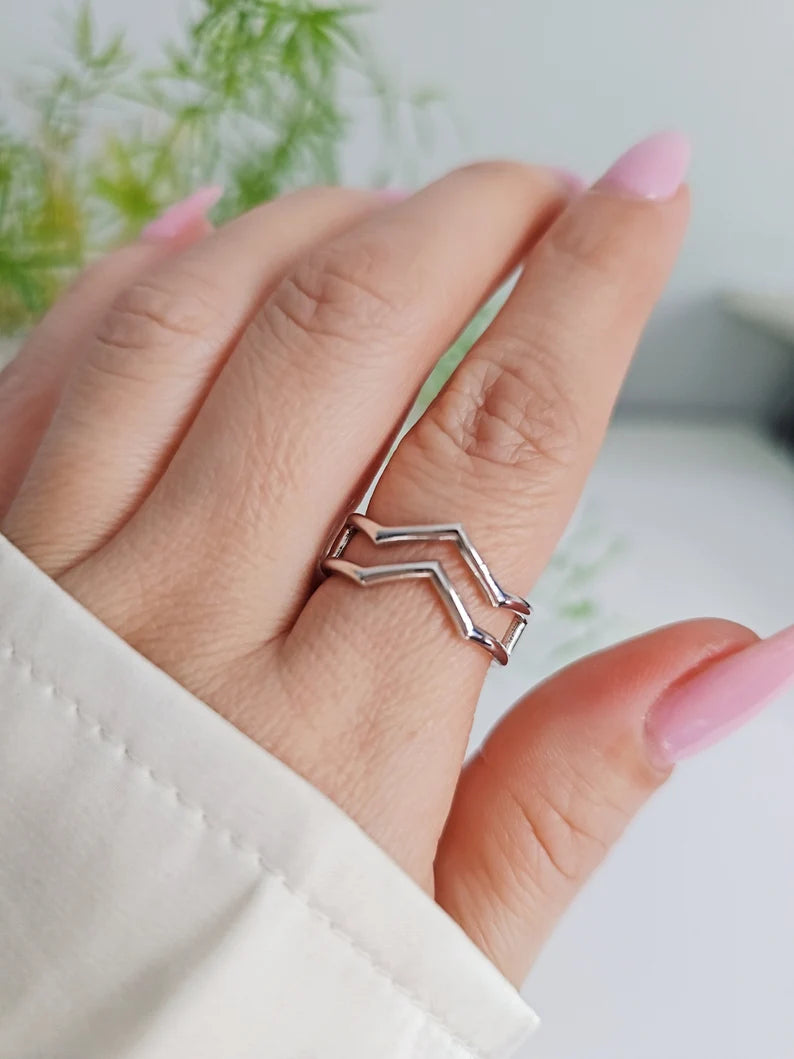 Double V Chevron Statement Ring