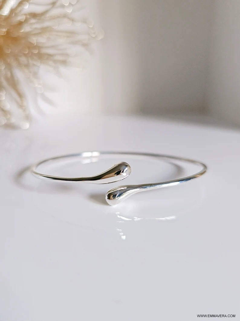 Waterdrop Sterling Silver Bangle Bracelet