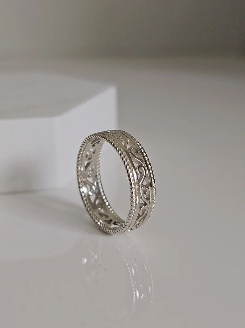 Filigree Swirled Sterling Silver Thumb Band