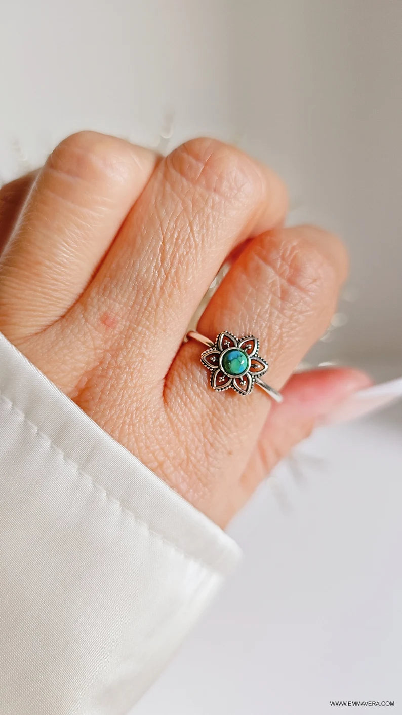 Turquoise Mandala Minimalist Ring