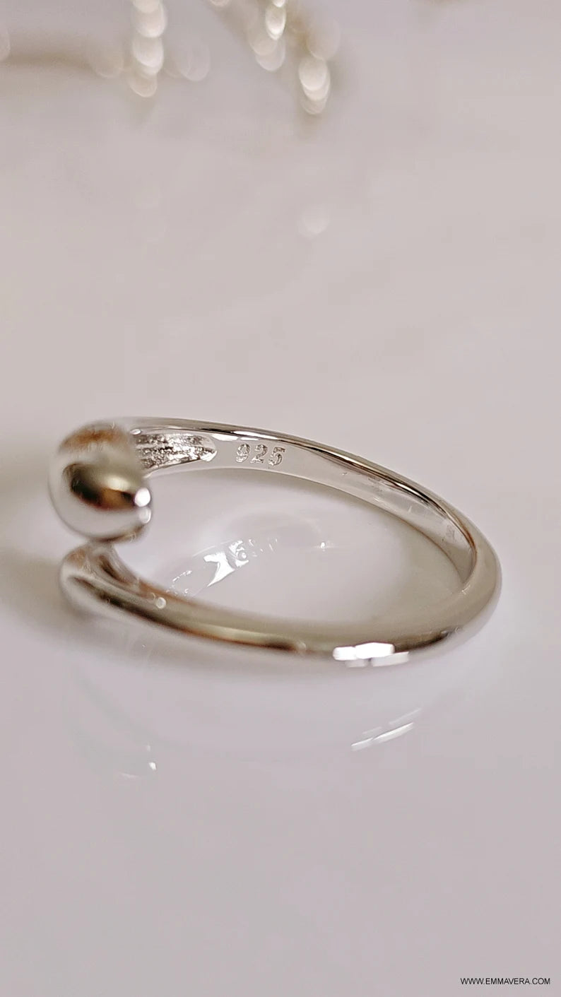 Small Drop Paddle Sterling Silver Ring