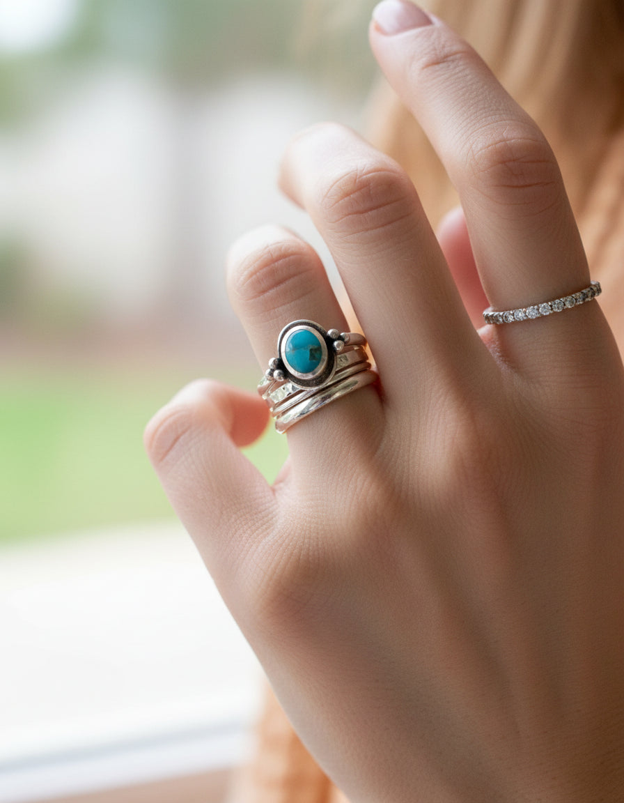Sterling Silver 925 Genuine Bali Turquoise Ring