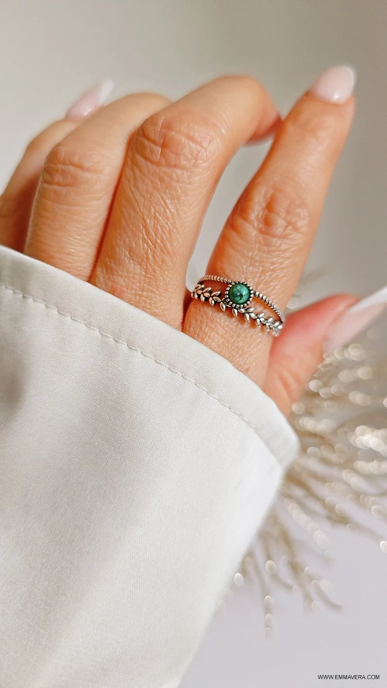 Multi Band Turquoise Sterling Silver Ring