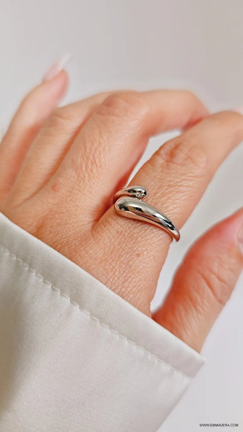 Sterling Silver Water Drop Paddle Ring