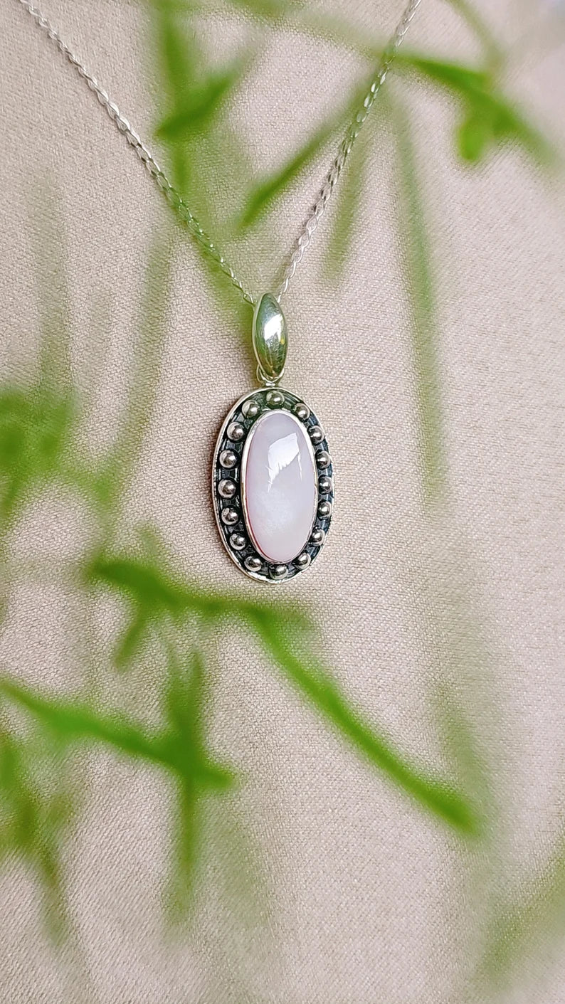 Pink Mother of Pearl Sterling Silver Pendant