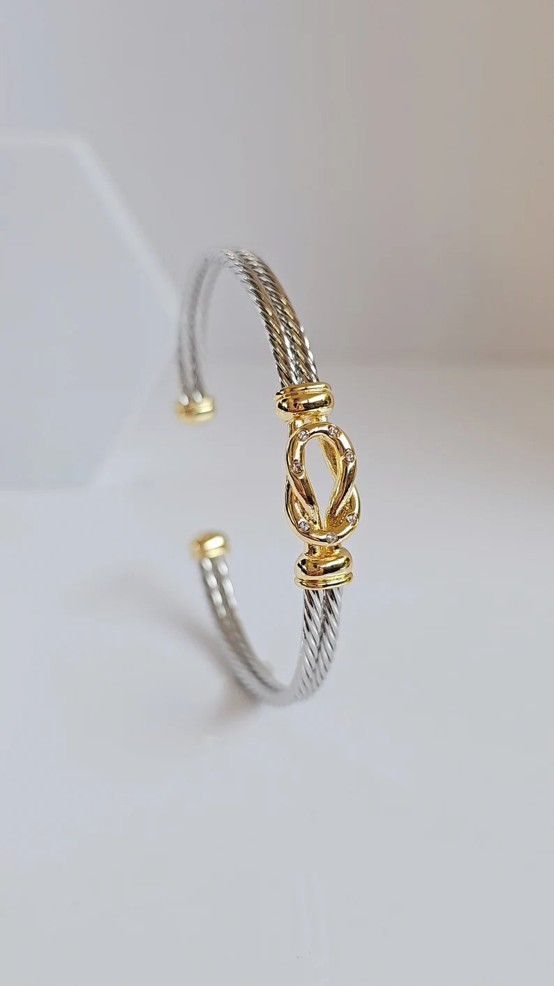 Reef Knot Gold Filled Silver Cable Bracelet