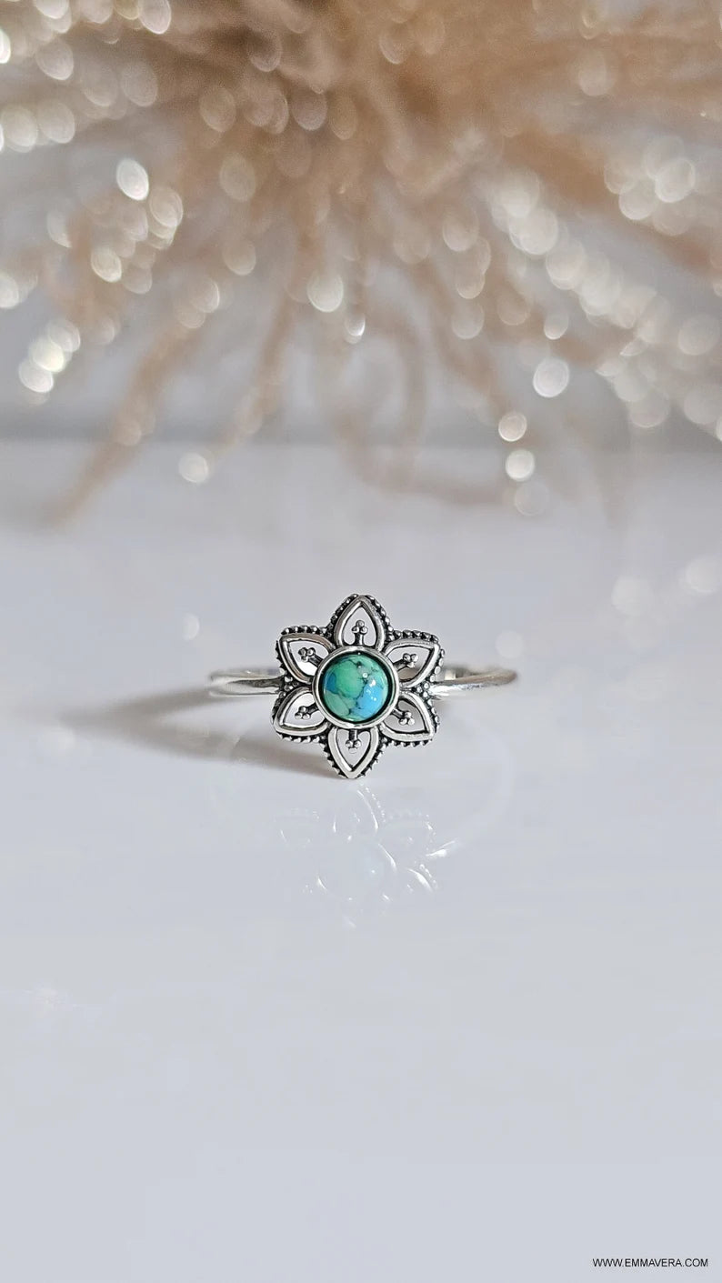 Turquoise Mandala Minimalist Ring